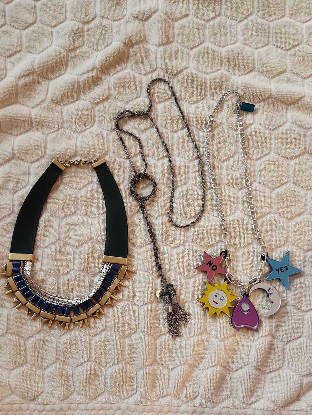 Statement Necklace Set- Ouija, Tassels, Leather And Stone